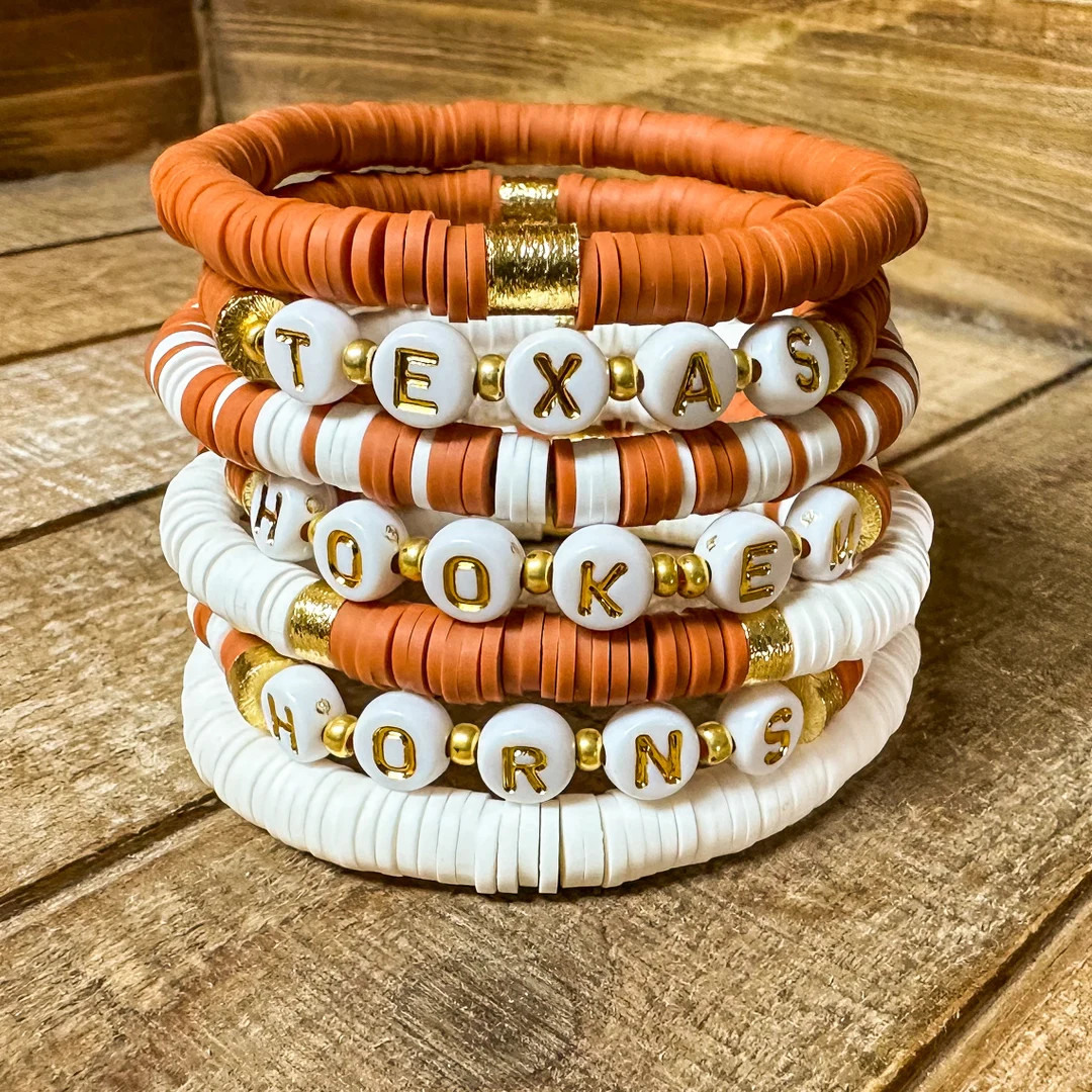Texas Longhorns Game Day Bracelets - Hook ‘em Horns - Etsy | Etsy (US)