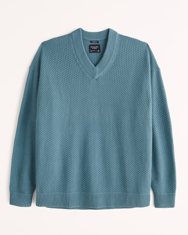 Oversized Preppy V-Neck Sweater | Abercrombie & Fitch (US)