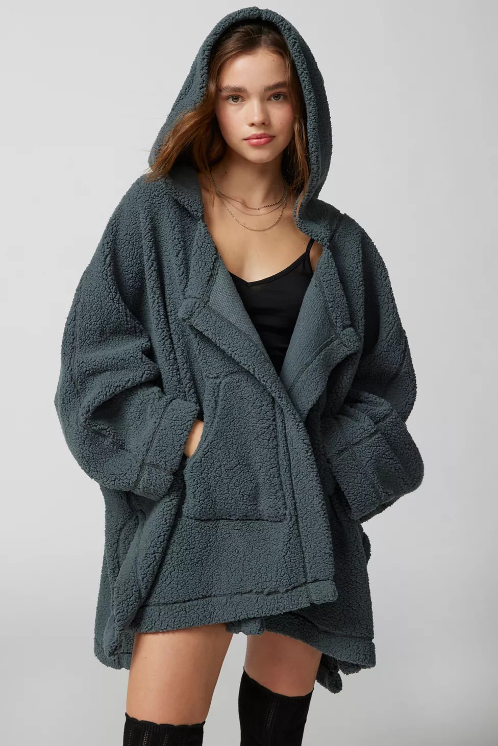 Out From Under Maliyah Fleece Hooded Poncho Jacket | Urban Outfitters (US and RoW)