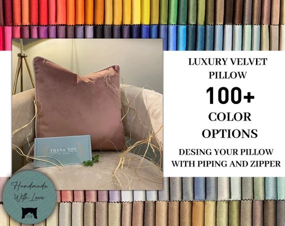 Velvet Pillow With Piping Customizable Velvet Cushion Cover - Etsy | Etsy (US)