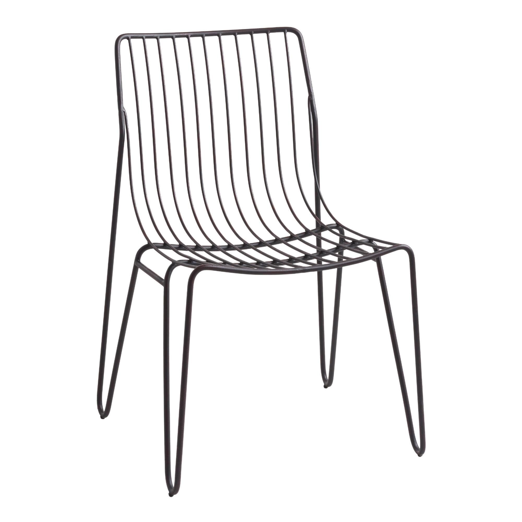 Amara Black Metal Hairpin Outdoor Stacking Chair Set of 2 | World Market