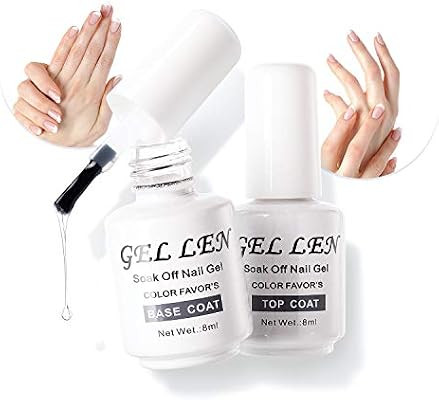 Gellen No Wipe Top Coat Base Coat for Gel Nail Polish - Long Lasting Nail Gel Manicure High Gloss... | Amazon (US)
