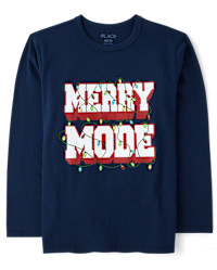 Boys Christmas Merry Mode Graphic Tee - blue | The Children's Place