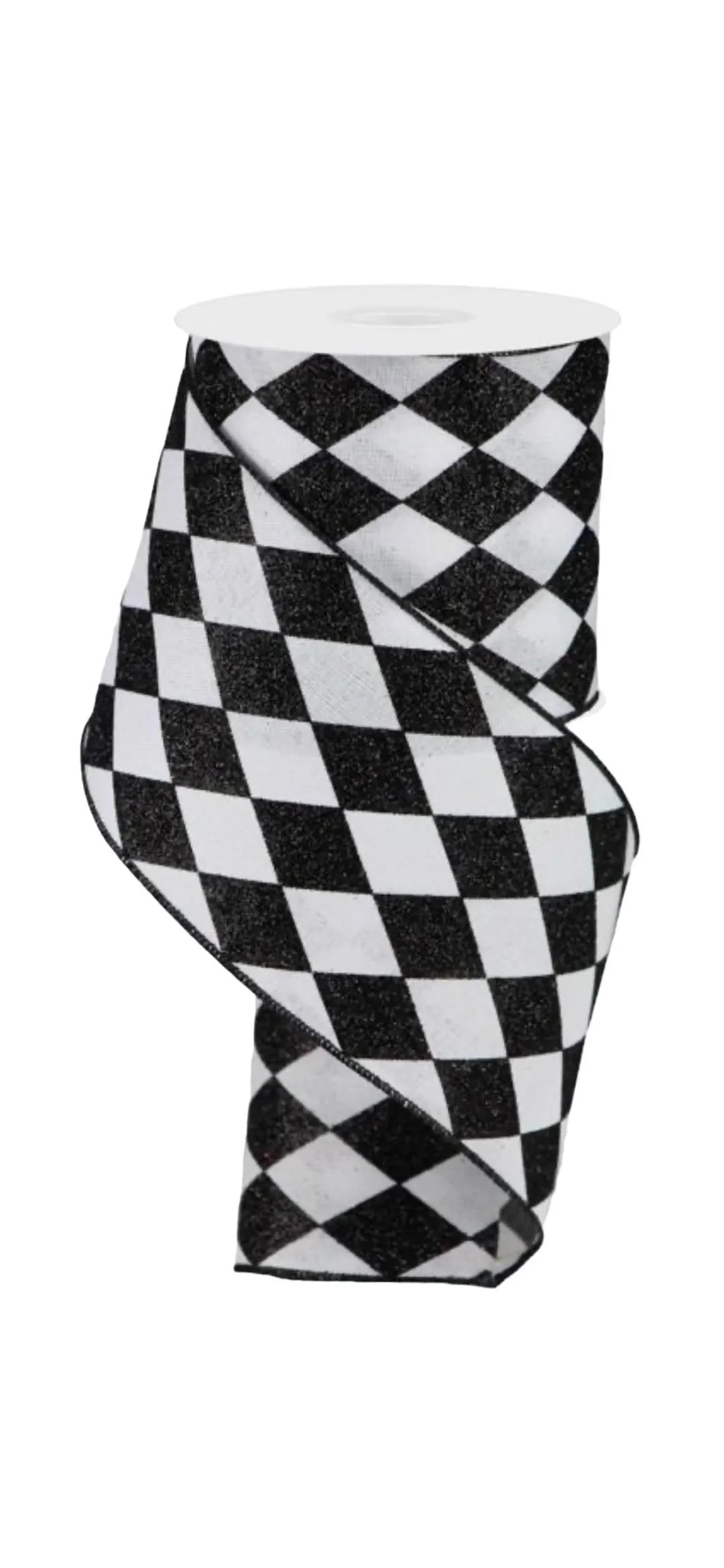 Black/white Harlequin Ribbon, 4 X 10 Yards Wire Edge Spool, RGA150027, Wreath Making Supplies, Ha... | Etsy (US)