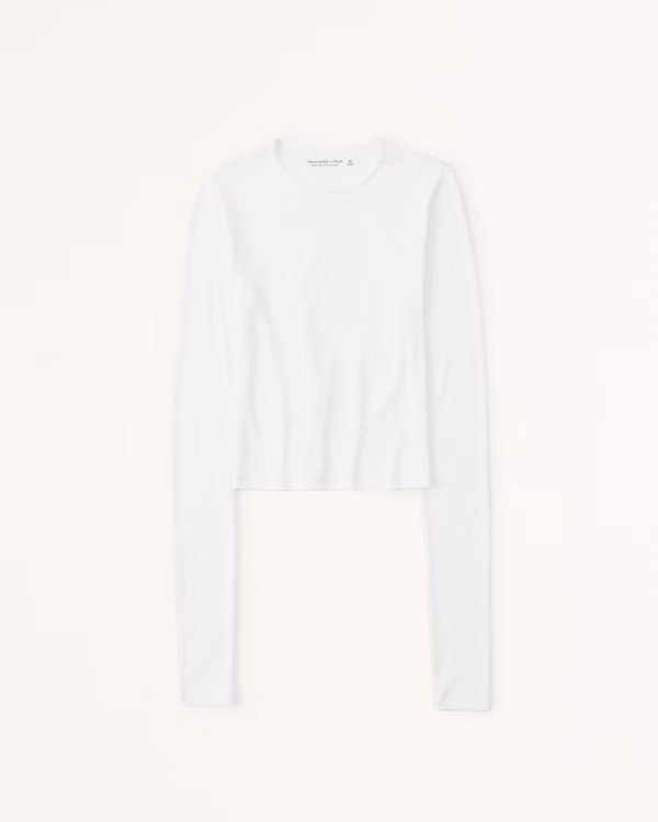 Women's Long-Sleeve Featherweight Rib Top | Women's Tops | Abercrombie.com | Abercrombie & Fitch (US)