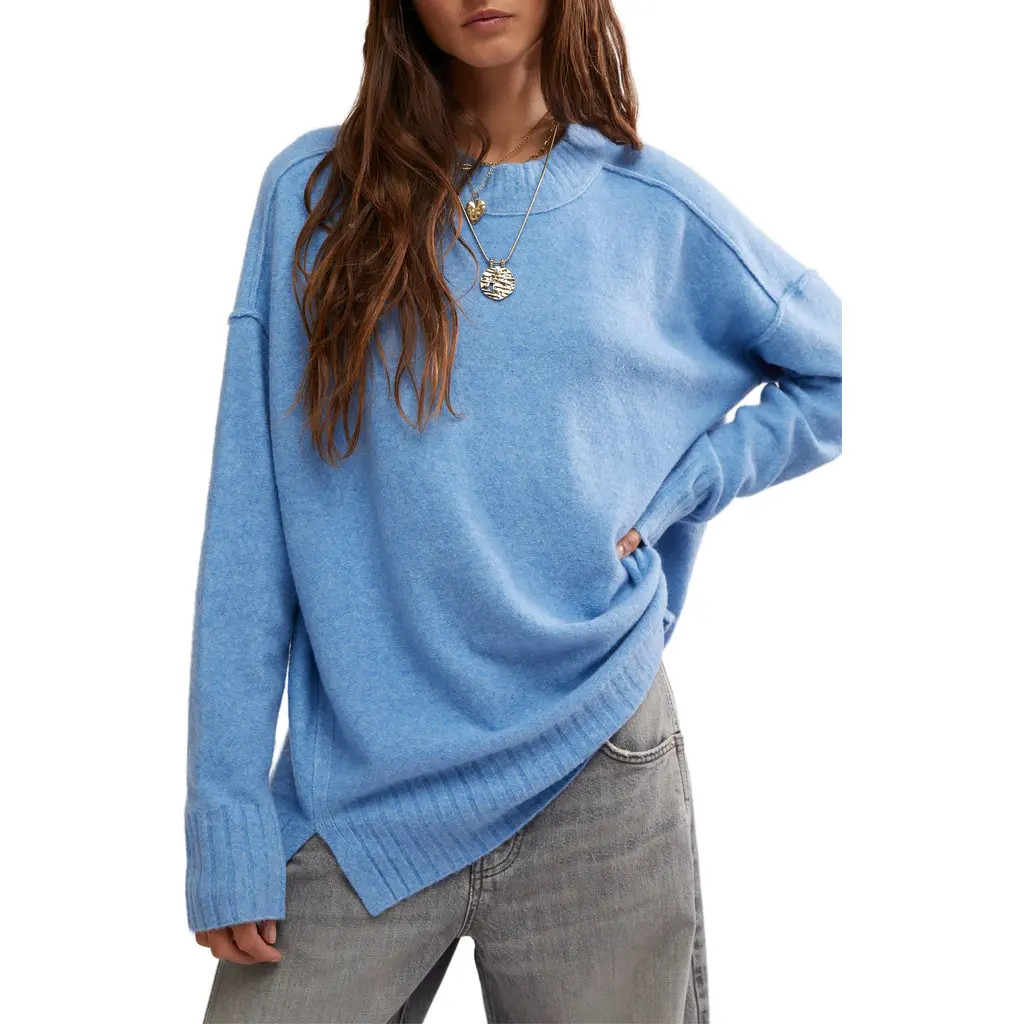 Free People Phoebe High-Low Tunic Sweater in Waterfall Heather at Nordstrom Rack, Size Large | Nordstrom Rack
