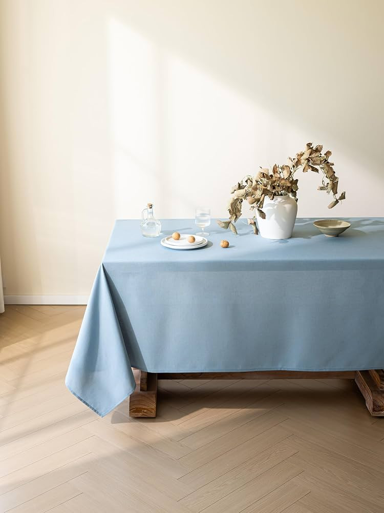 Blue Linen Table Cloths for Rectangle Tables Farmhouse Neutral Tablecloth Rectangular Kitchen Dec... | Amazon (US)