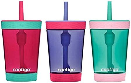 Contigo Kids 3 Pack Tumblers - Pink/Purple/Aqua (Red Purple Green) | Amazon (US)