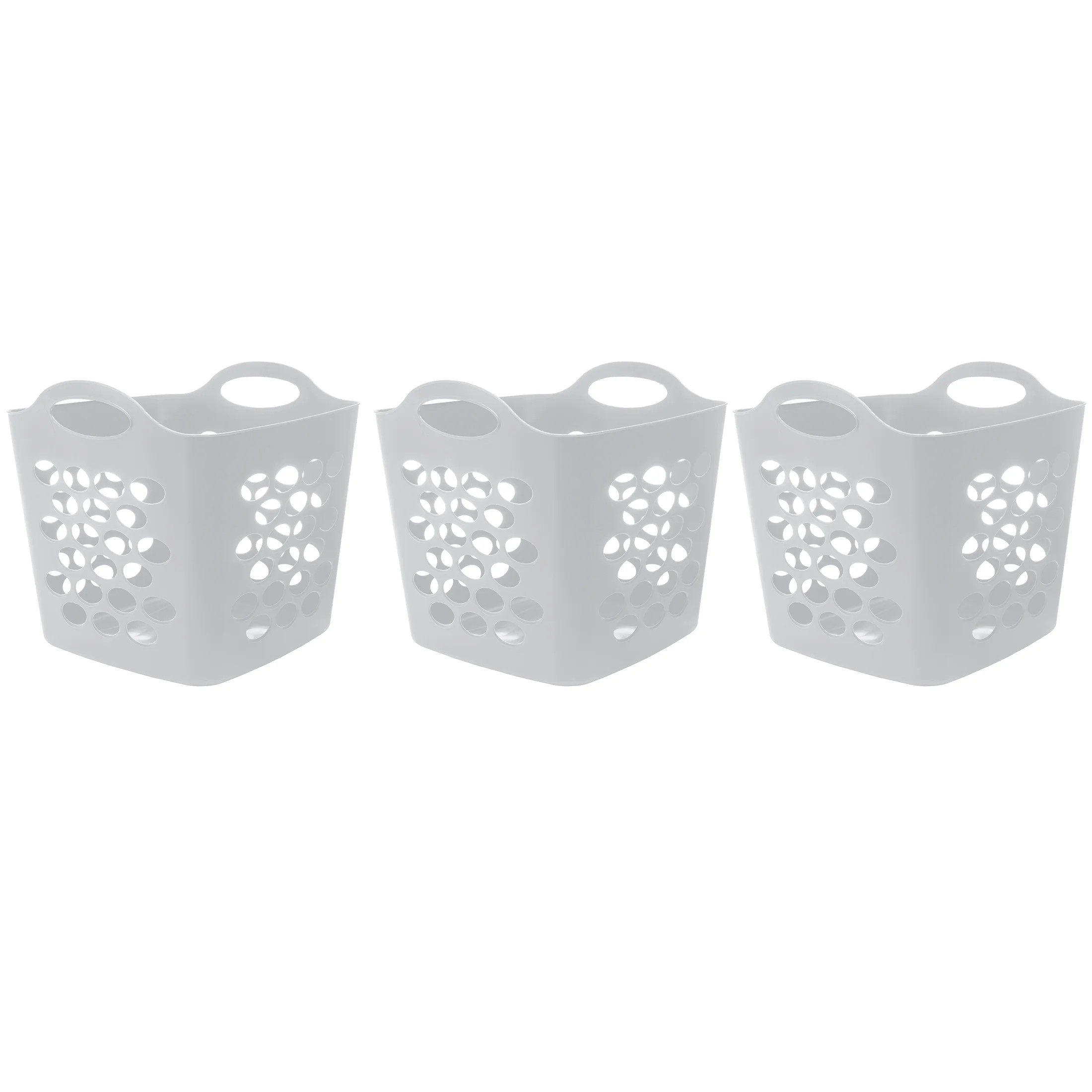 Mainstays Flexible Square Plastic Laundry Basket, 3 Pack, White - Walmart.com | Walmart (US)