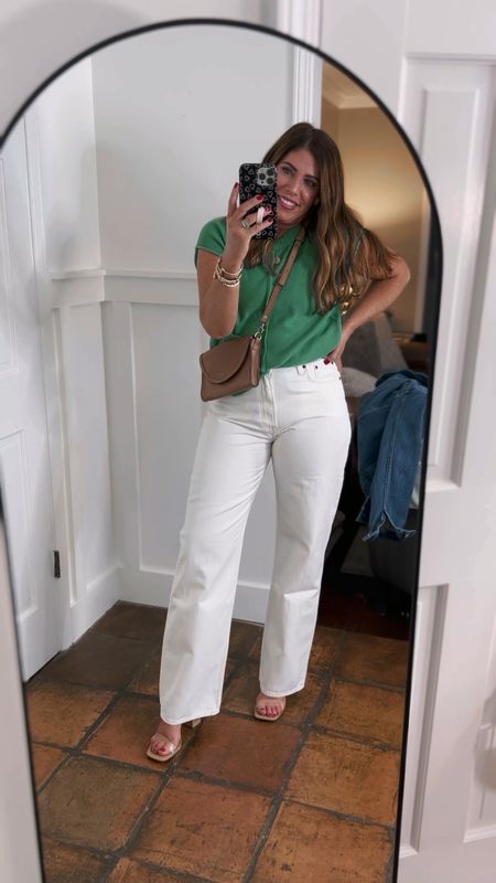 Spring outfit idea
Abercrombie, high-rise, loose jeans, I sized up to a 29 in these in the long length. Currently on sale 15% off.

Cap sleeve sweater from Amazon - I sized up to a large

Target sandals 
Nisolo leather crossbody


#LTKsalealert #LTKover40 #LTKstyletip