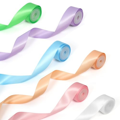 Satin Ribbon, Kaluofan 6Rolls 1Inch Double Face Rainbow Ribbons for Crafts, Ribbon for Flower Bouquet, Gift Wrapping, Bow Making, DIY Projects, Wedding Decor(6Colors x 5Yards) | Amazon (US)