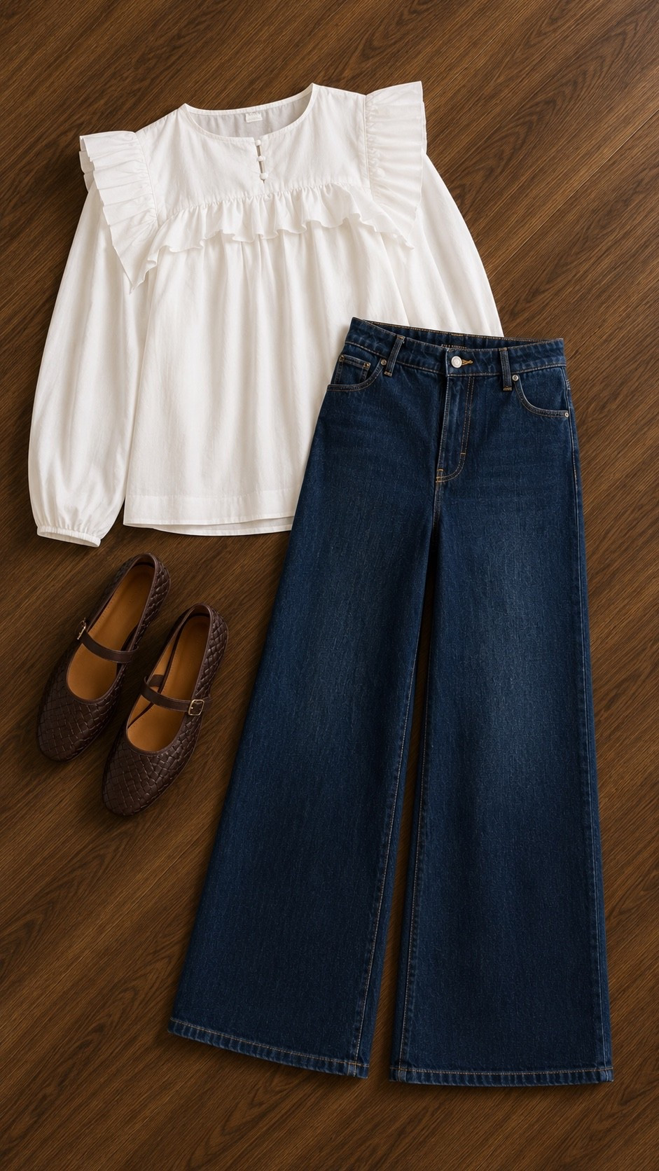 Dress up jeans with a cute white blouse and flats! Perfect for elevated casual Friday, conferences, and such great capsule pieces too!

#LTKgrwm #LTKootd #LTKOver40