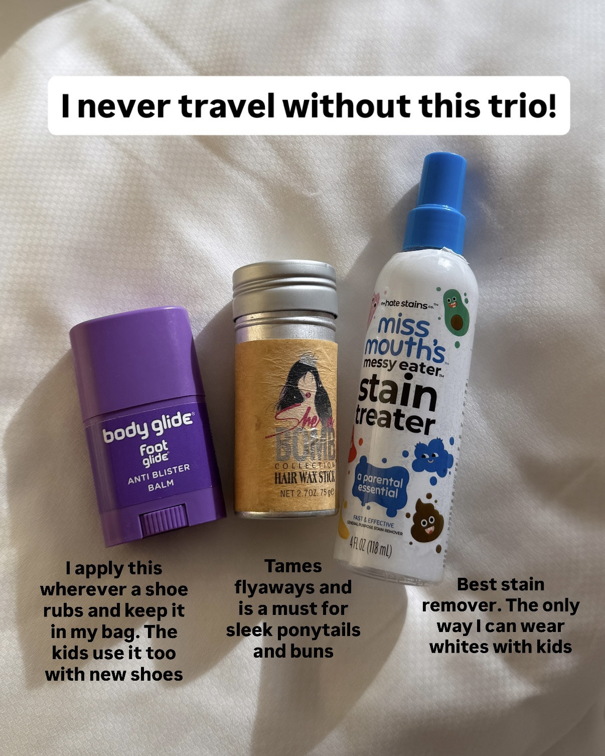 - Hair wax stick, I linked a different brand because I own a few and they're equally good, and the one I linked is on sale with the hair wand sticks too that I like to keep in my purse for small flyaways

- this stain remover is a must have with messy kids around. Amazing on food stains.

- Foot balm helps whenever you feel a part of a shoe rubbing. My kids also liked it for breaking in their shoes like Natives and rubber loafers. I keep this in my bag whenever I wear new shoes or heels!

@amazon #ad #founditonamazon

Amazon prime day finds , deals 

 

 

#LTKFindsUnder50 #LTKTravel #LTKStyleTip