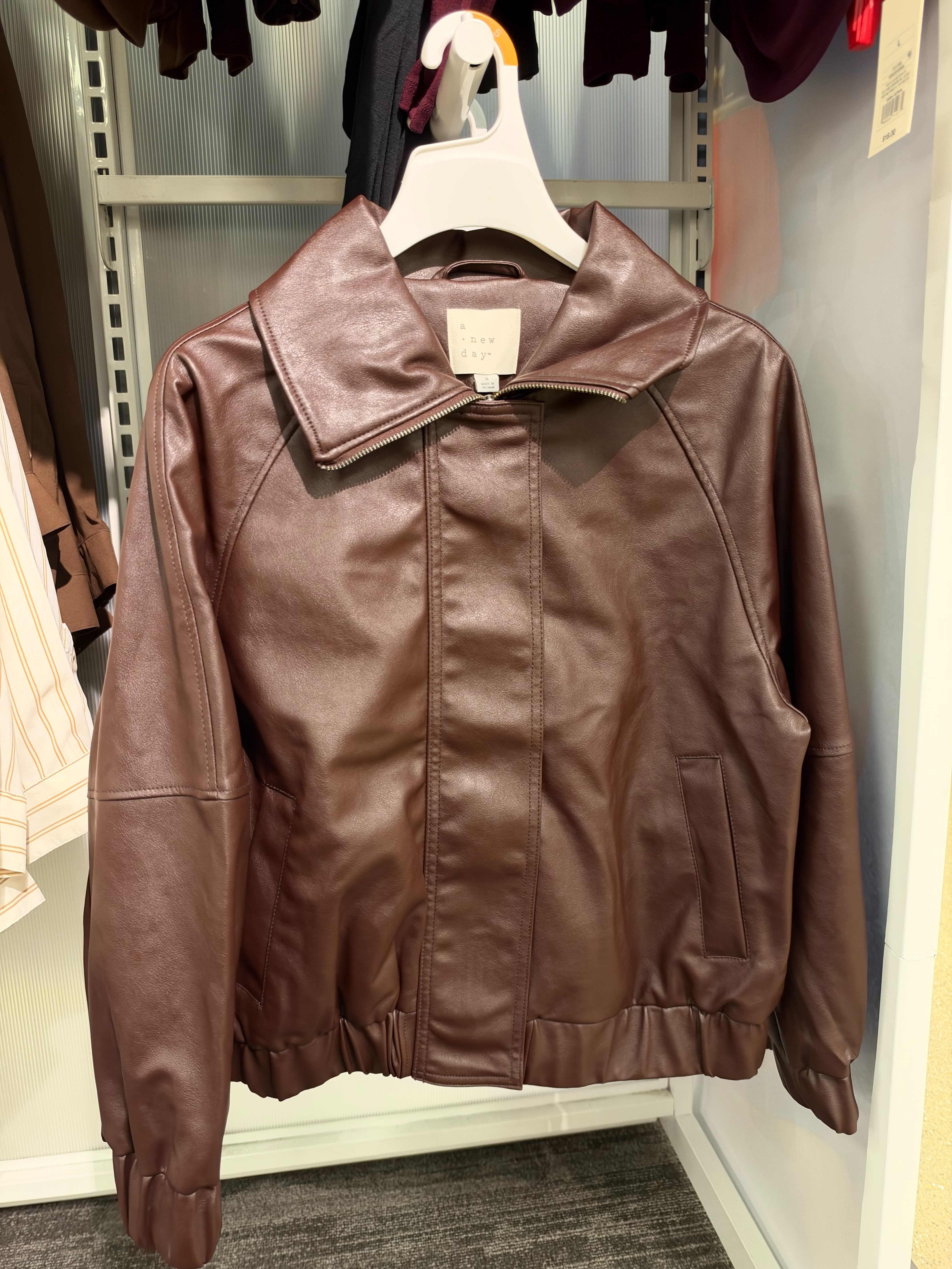 The perfect brown jacket for fall! This new Target faux leather jacket looks so much more expensive than it is and the rich chocolate brown color is right on trend. Such an easy layer to throw over everything from denim to leggings. 🍁 fall outfits women over 50, fall wedding guest dresses, fall dresses, wedding guest dress summer, date night outfits, country concert outfits, fall decor, fall fashion hauls, fall shoes, halloween decorations 

 #LTKgrwm #LTKootd #LTKSeasonal