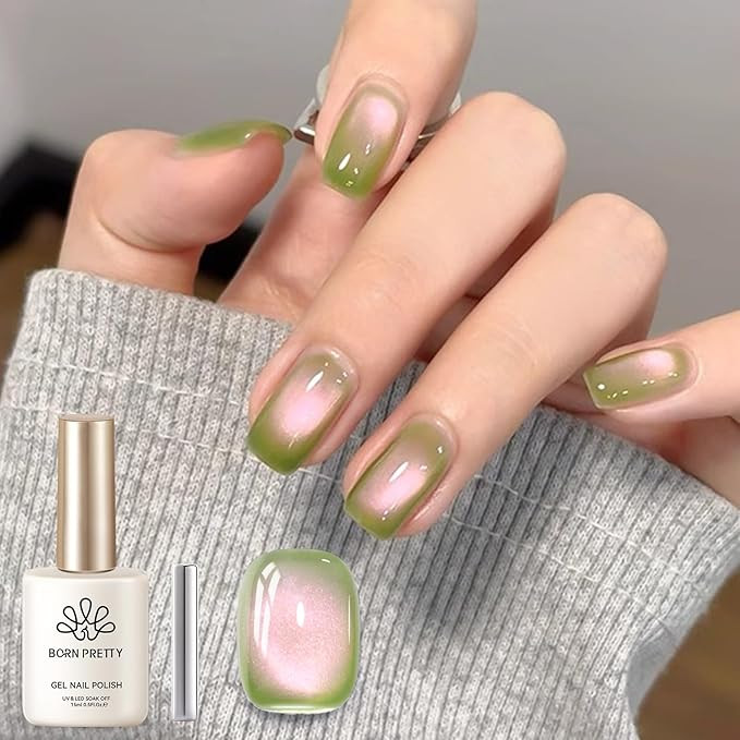 BORN PRETTY Cat Magnetic Eye Gel Nail Polish,Sweet Guava Green Pink Magnetic Gel Polish Manicure ... | Amazon (US)