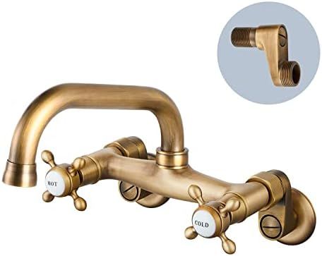 Airuida Wall Mount Kitchen Faucet Antique Brass Tap for Kitchen Sink 6 Inch(15cm) Spout Reach 6 I... | Amazon (US)