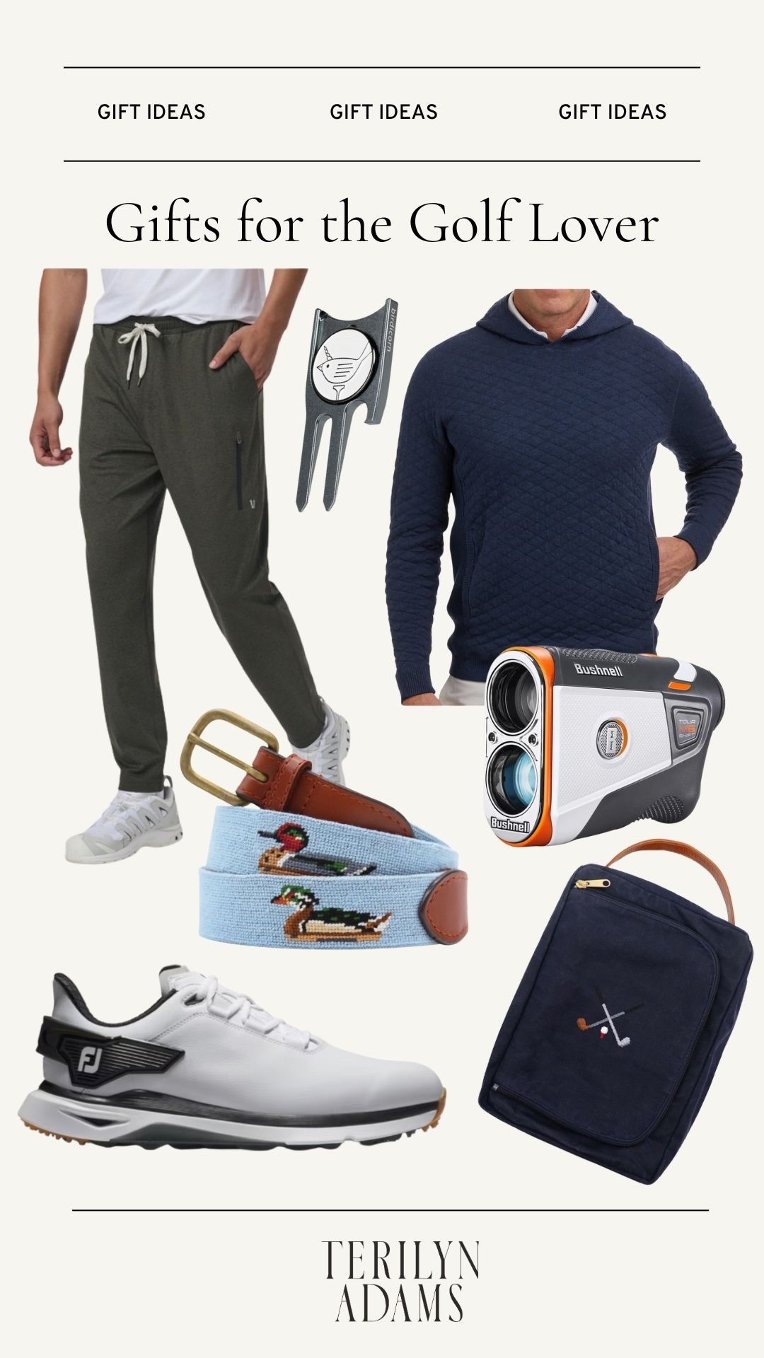 Gifts for the Golf Lover
Golf shoes 
Comfiest jogger pants 
Quilted pullover
Rangefinder 
Duck decoys belt 
Divot tool
Golf shoe bag 

#LTKMens #LTKActive #LTKGiftGuide