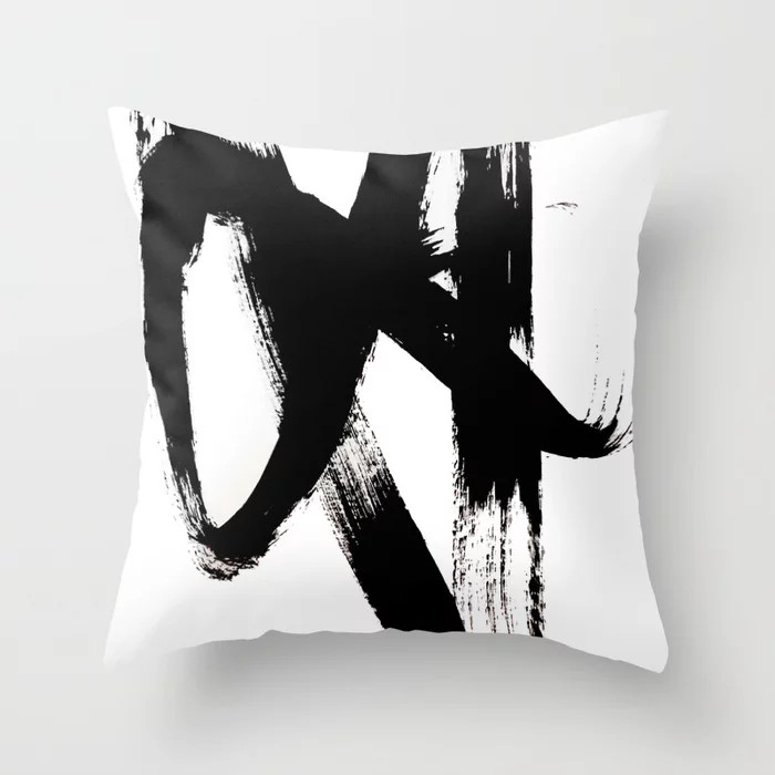 Brushstroke 2 - simple black and white Throw Pillow | Society6