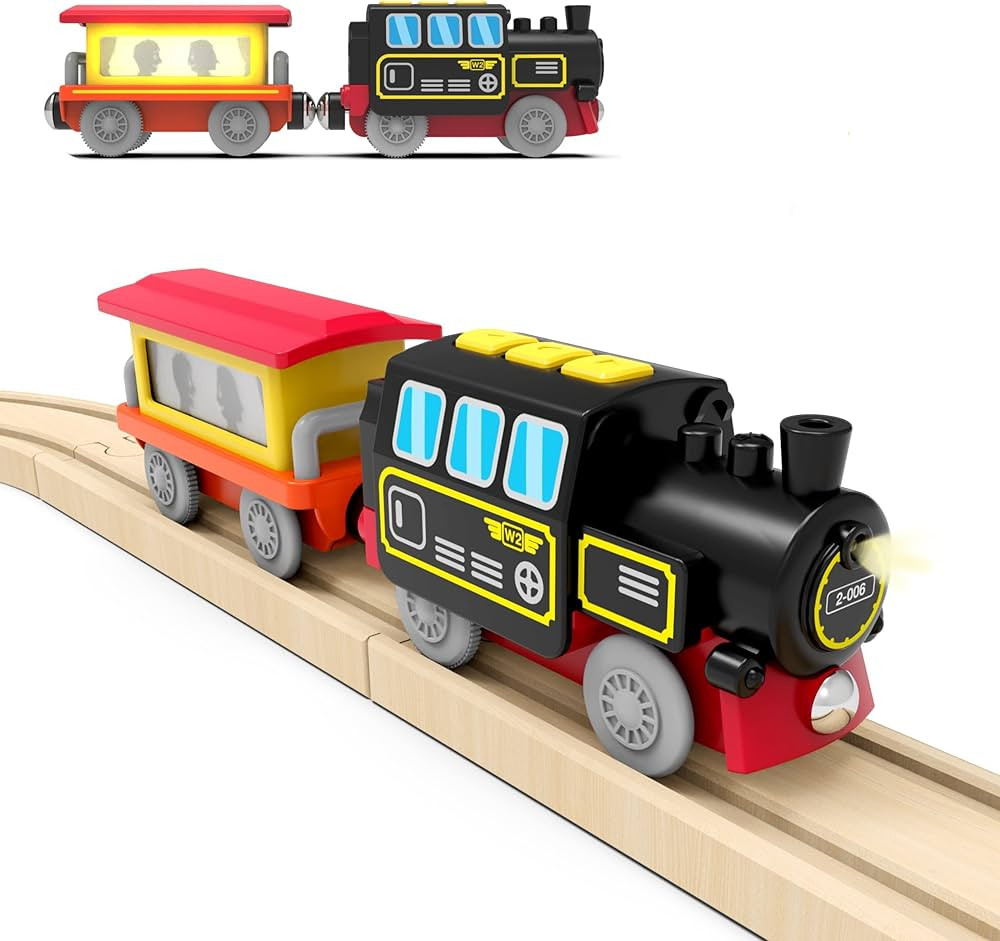 Battery Operated Locomotive Train, Magnetic Train Toy for Wooden Tracks, Motorized Train Compatib... | Amazon (US)