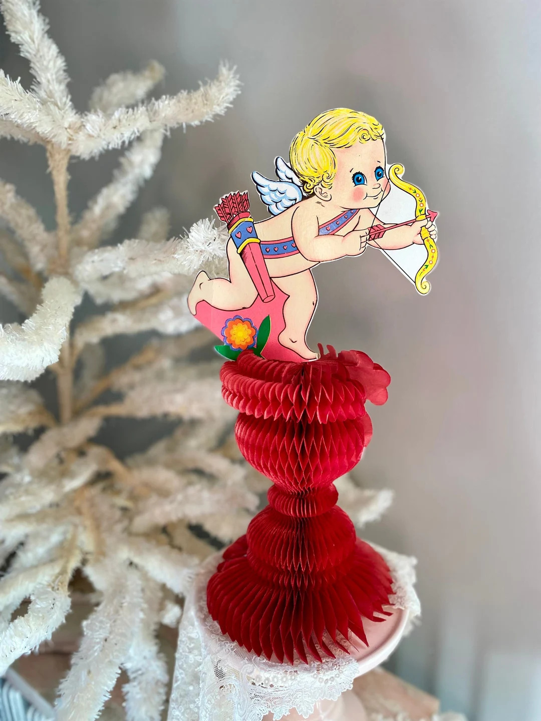 Vintage 1970's Beistle Valentine Cupid Honeycomb Die Cut Tabletop Decor Holiday Paper Collectible... | Etsy (US)