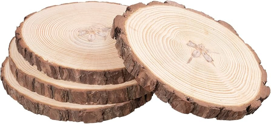 Royal Imports Round Wood Slices Discs, 9"-11" Large, Natural Unfinished Wooden Tree Bark Slabs fo... | Amazon (US)