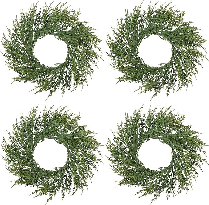 SARO LIFESTYLE Artificial Cypress Wreath - Set of 4, 9.5" x 9.5", Green | Amazon (US)