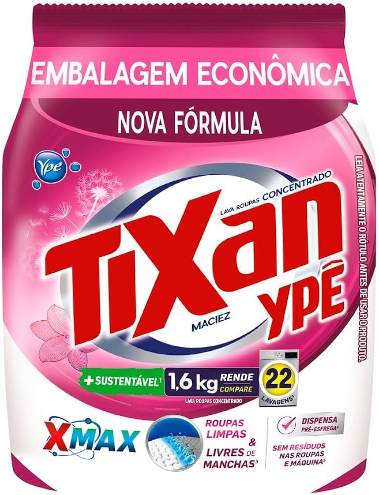 Ypê Lava Roupas em Pó Tixan Maciez Sachê 1,6Kg | Amazon (BR)