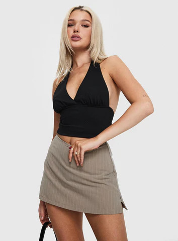 Gigi Skort Beige Pinstripe | Princess Polly US