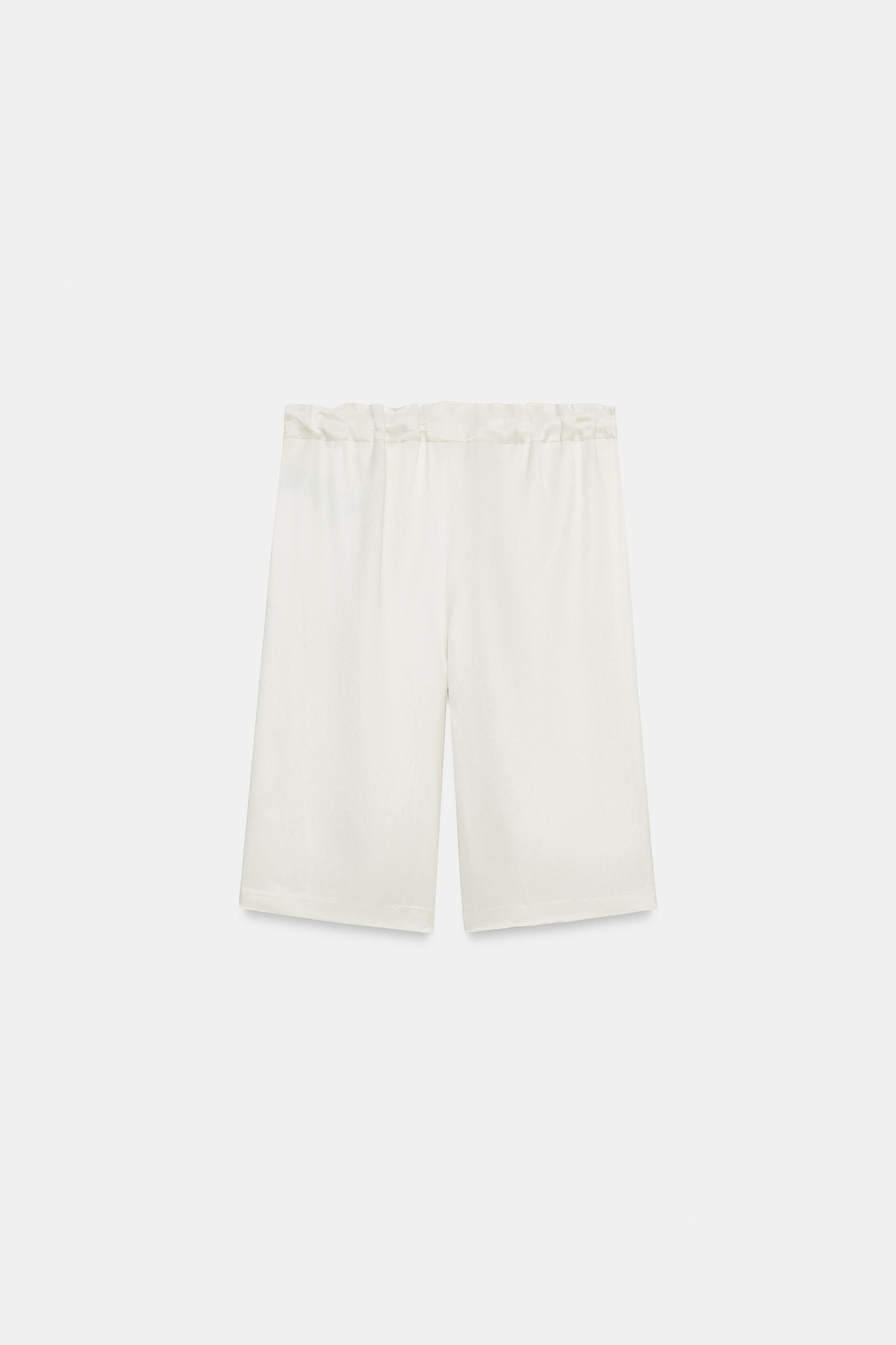 ZARA WOMAN COLLECTION Hose aus Garn mit 14% Leinenmischgewebe. Mittelhoher Bund und elastischer, ... | Zara DE