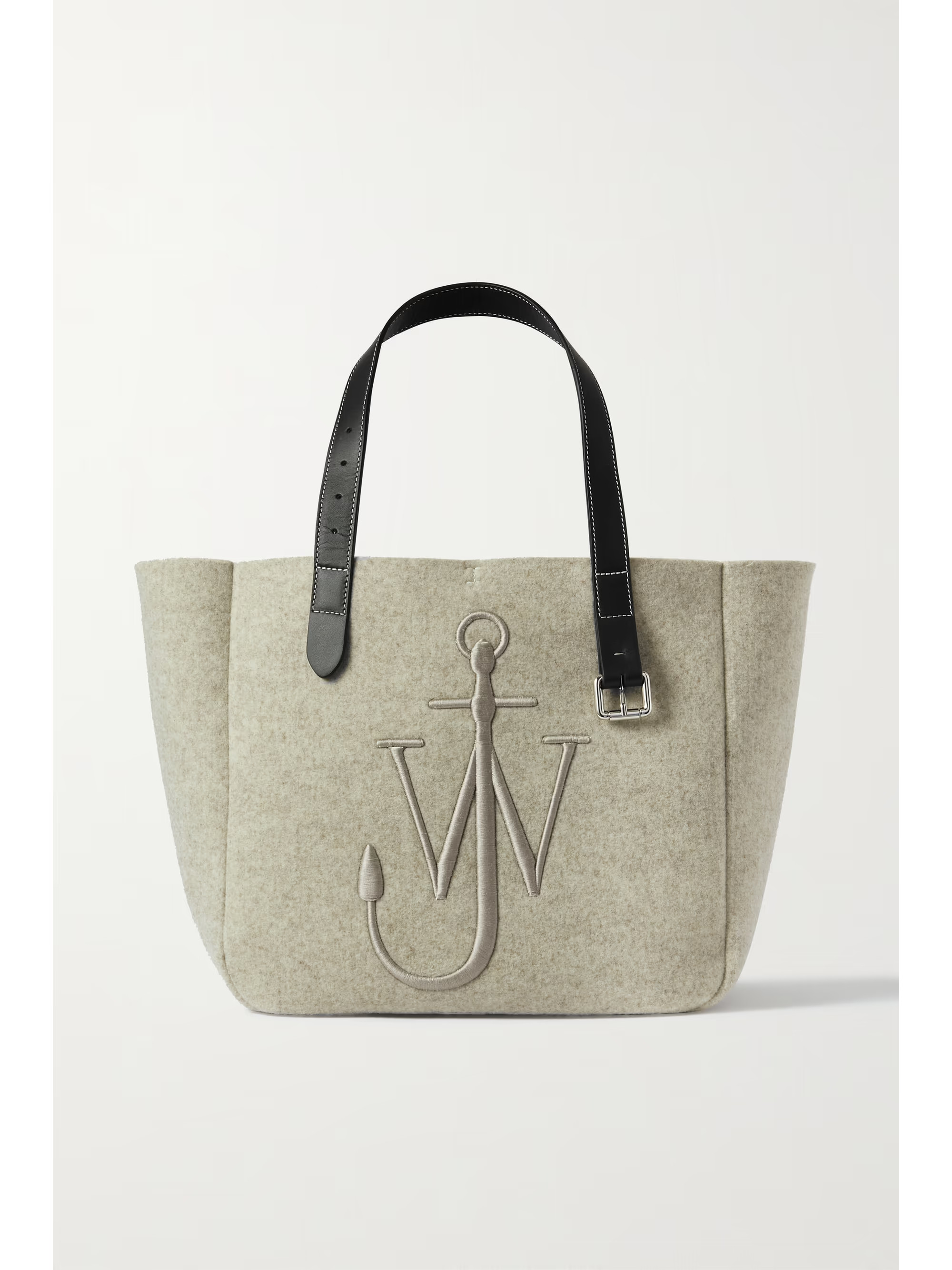 Embroidered leather-trimmed felt tote | NET-A-PORTER (UK & EU)