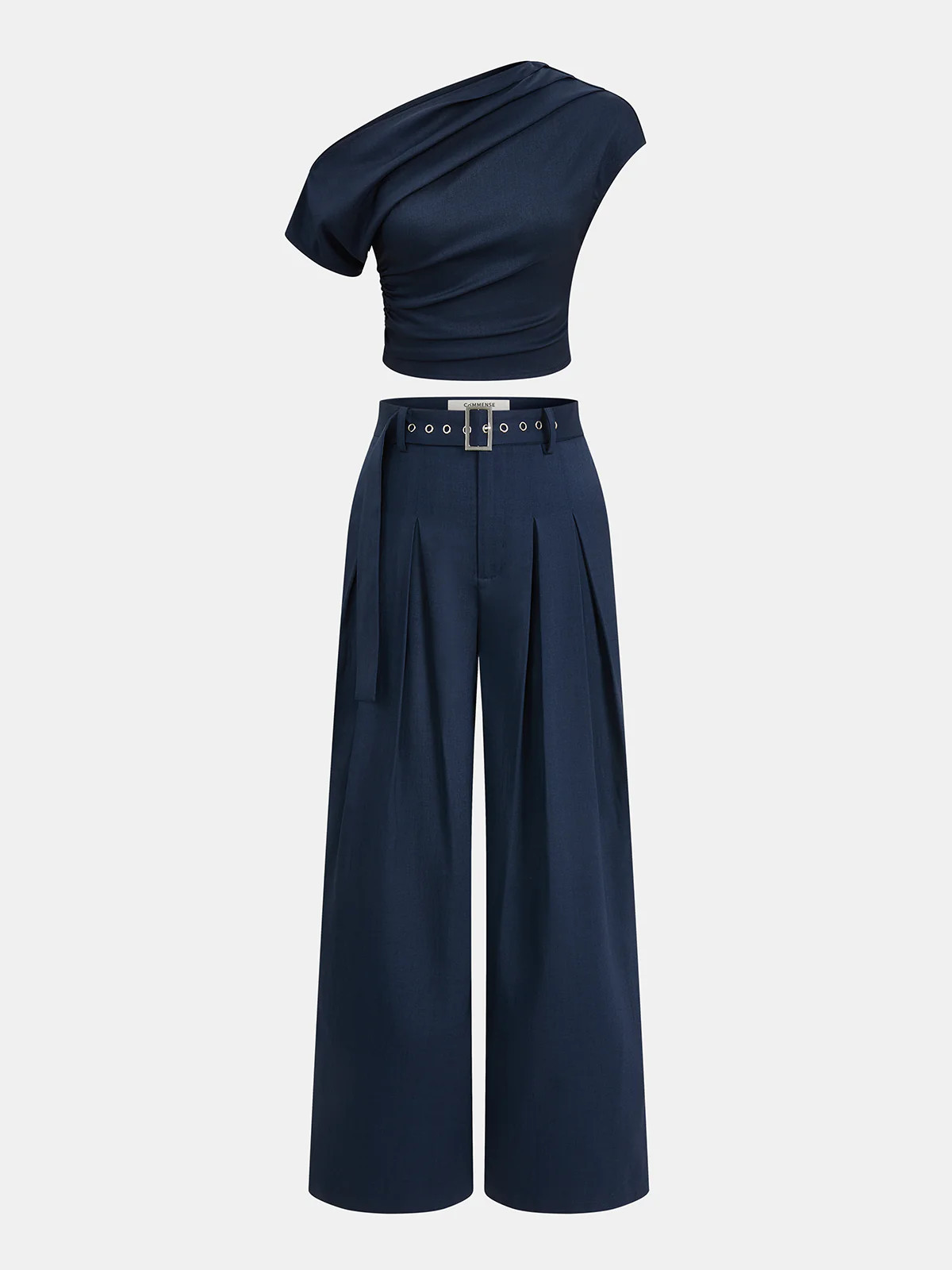 One-Shoulder Top & Wide-Leg Pants Set | Commense