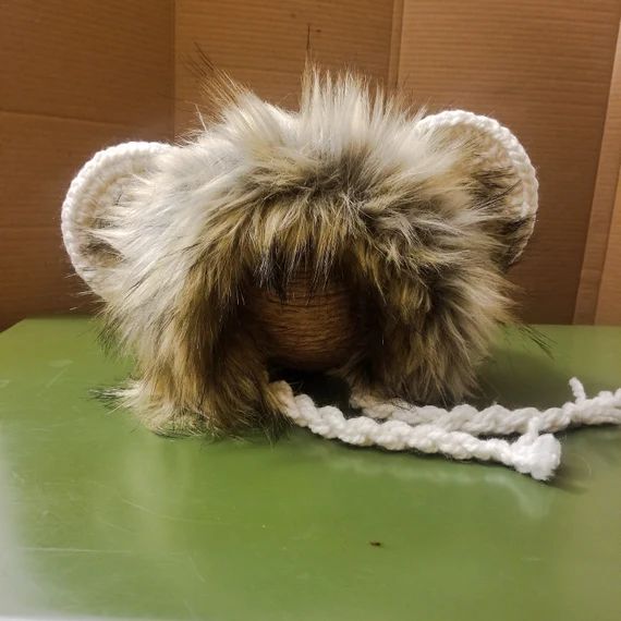 Lion Hat Bonnet Baby Child Fur Chunky Yarn Hand Knit - Etsy | Etsy (US)