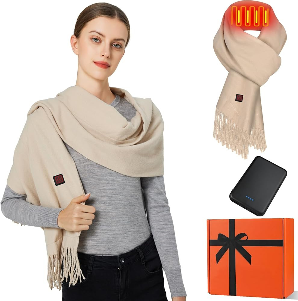 Heated Scarf for Women Men Rechargeable Heated Scarves Blanket with Battery Pack Neck Heating Pad... | Amazon (US)