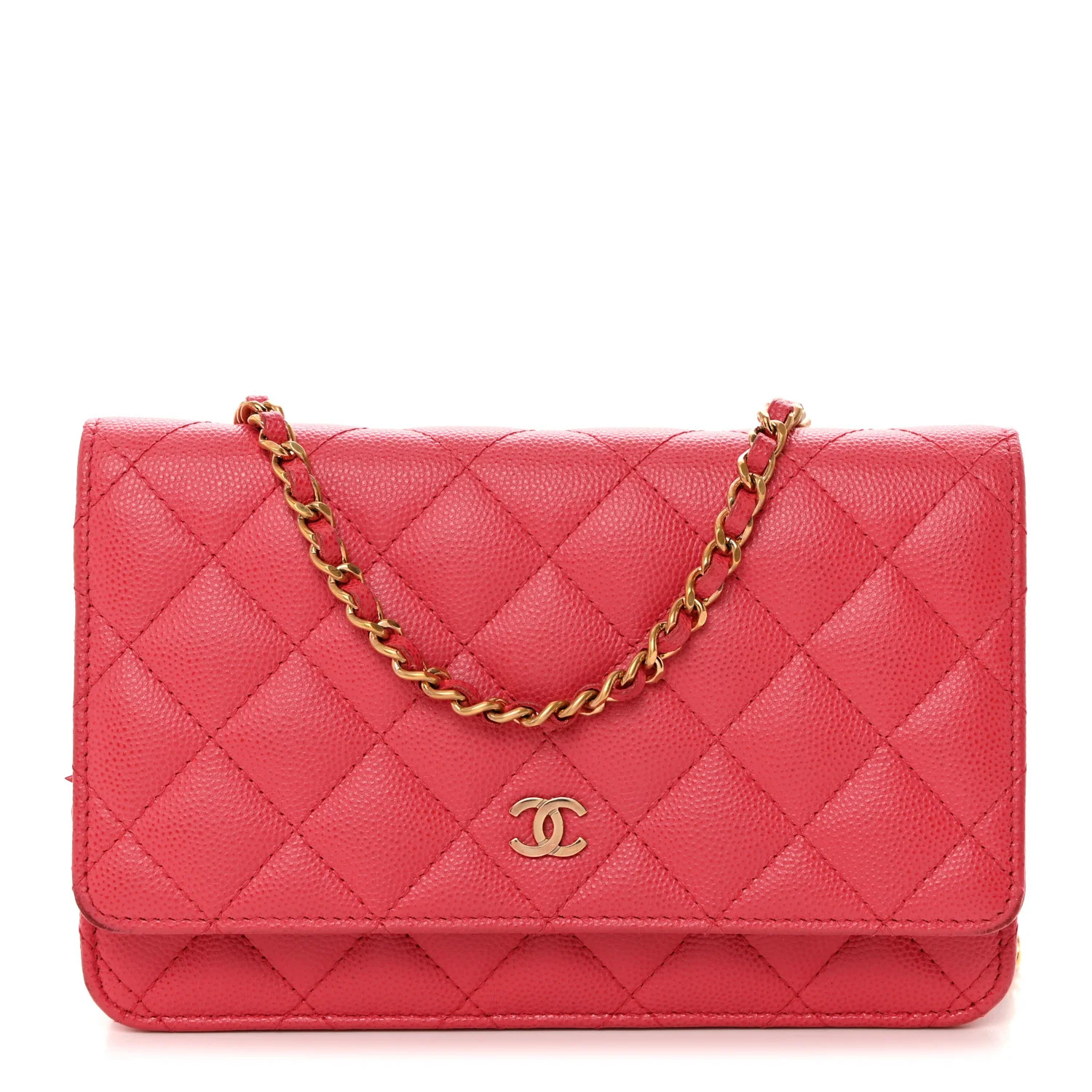 Caviar Quilted Wallet on Chain WOC Pink | FASHIONPHILE (US)