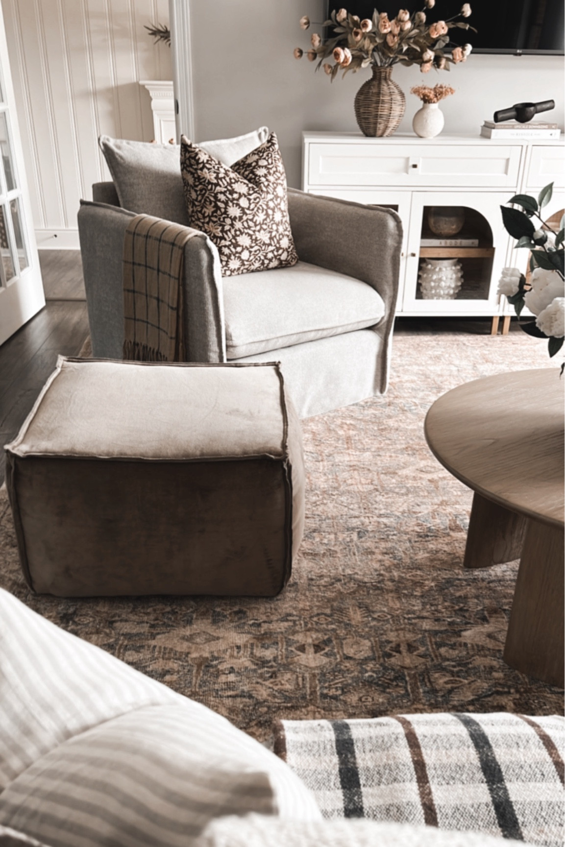 Arhaus shop pouf ottoman