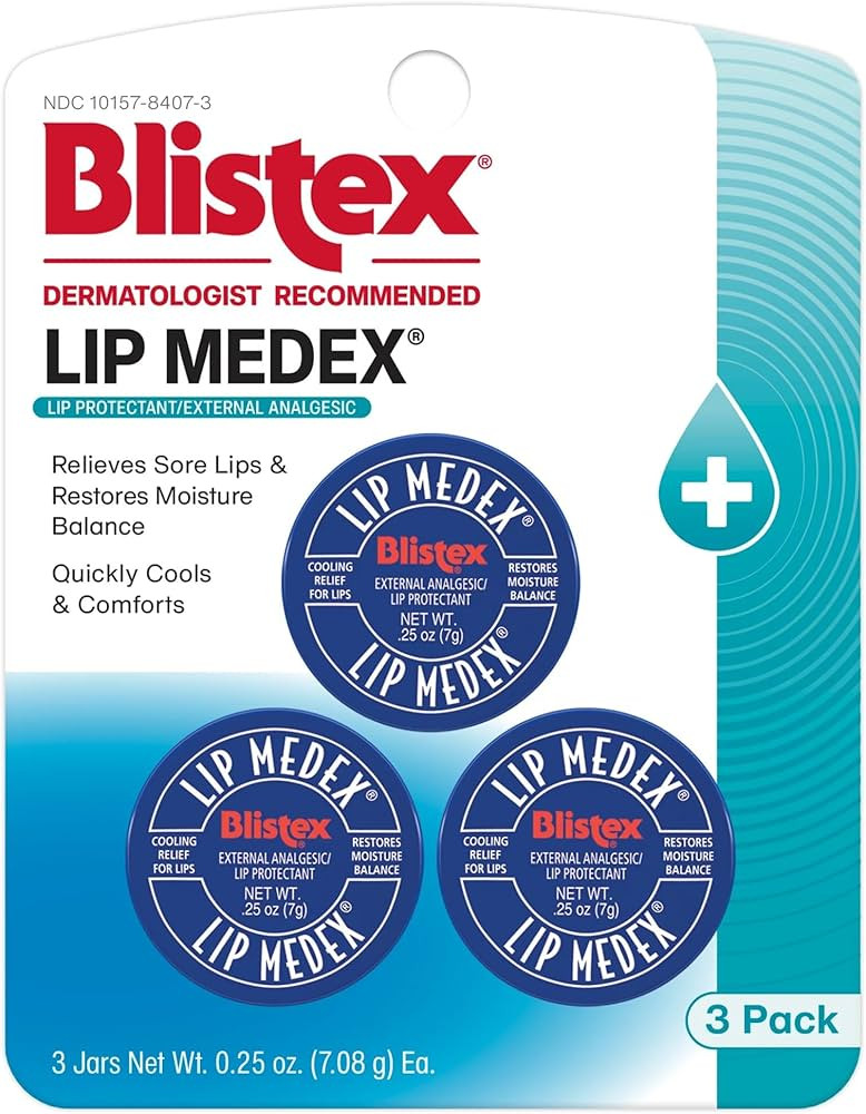 Blistex Lip Medex, 0.25 Ounce, 3 Count, Medicated Relief with Immediate Cooling, Soothes and Prot... | Amazon (US)