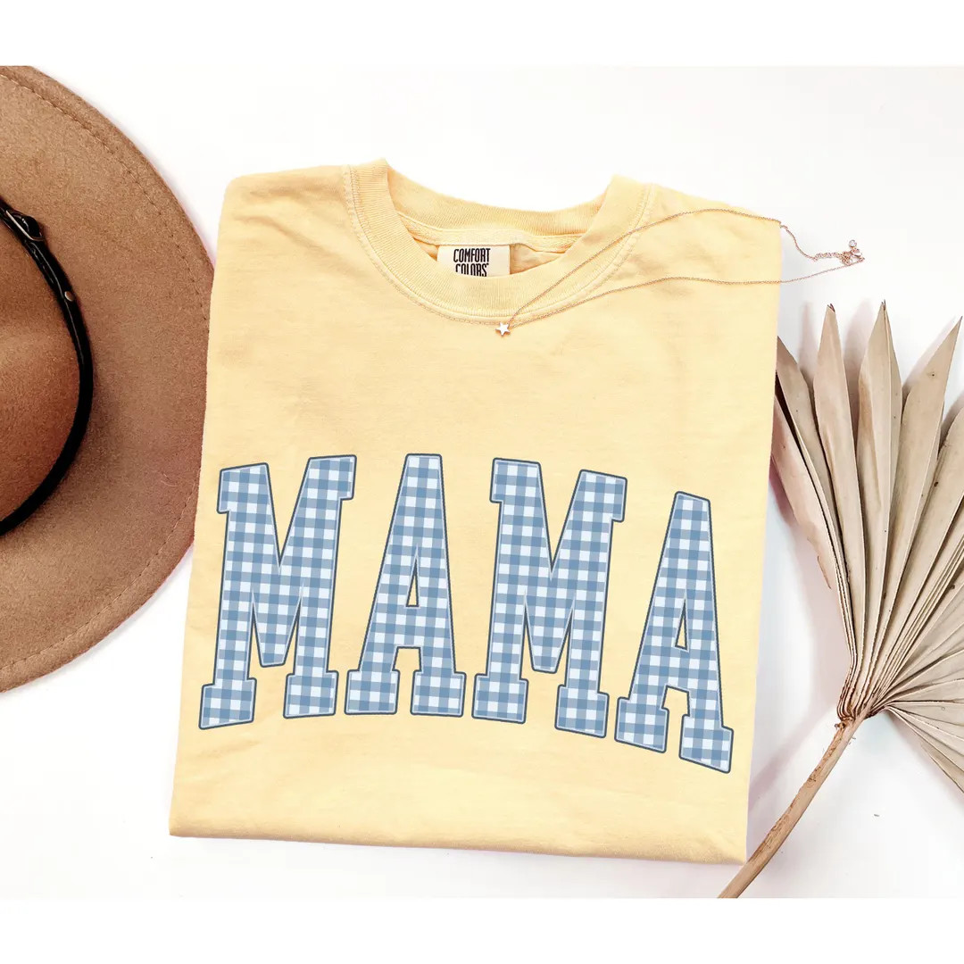 Comfort Colors® Mama Shirt, Mothers Day Gift, Cute Mom Shirt, Mama Tee, Gingham Mama Shirt, New ... | Etsy (US)