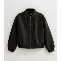 Girls' Dark Brown Oversized Faux Leather Bomber Jacket New Look | New Look (UK)