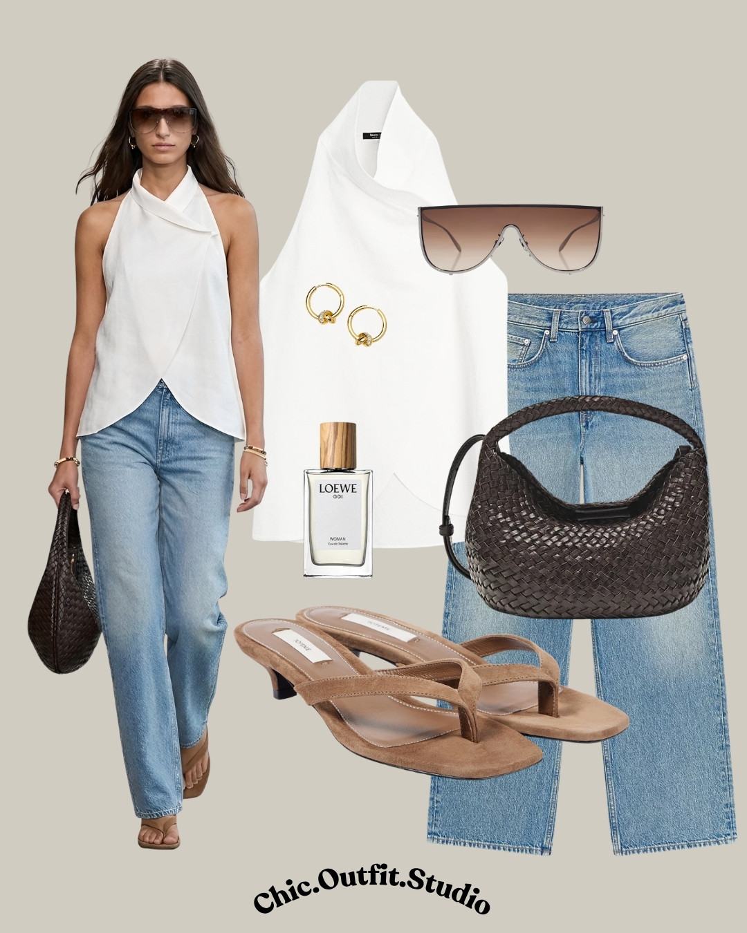 💫 White Draped Halter Top & Blue Jeans Minimal Summer Look

💫A white draped halter top styled with relaxed wide-leg blue jeans creates a clean minimalist summer outfit that feels modern, feminine, and effortlessly polished. Paired with nude strappy sandals, gold jewelry, and a dark woven shoulder bag, this neutral denim look is perfect for everyday elevated dressing during spring and summer. Easy, breathable, and timeless for coffee dates, vacations, casual dinners, rooftop evenings, or summer travel days.

💫 Tags: white halter top outfit, blue jeans summer outfit women, minimalist summer style, white top and denim outfit, elegant casual outfit women, effortless chic outfit, neutral summer fashion, classy denim outfit, modern feminine style, vacation outfit women, everyday elevated basics, woven bag outfit, casual elegant summer look, Scandinavian inspired outfit, spring summer capsule wardrobe 

 #LTKsummer #LTKjeans #LTKbag