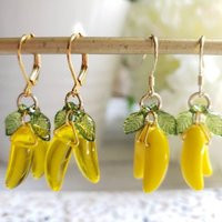 Banana Earrings, Glass Banana Drop Food Fruit Earrings | Etsy (US)