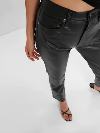Sky High Rise Faux-Leather Cheeky Straight Pants | Gap (US)