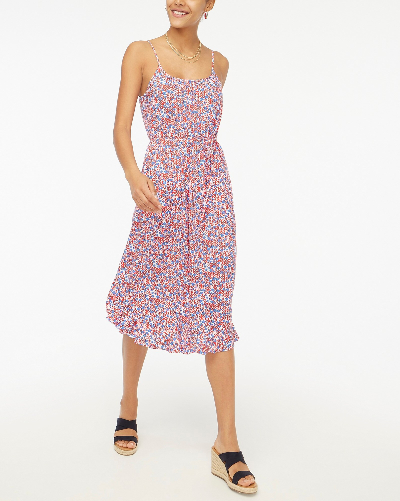 Ruffle midi dress with curved hem | J.Crew Factory