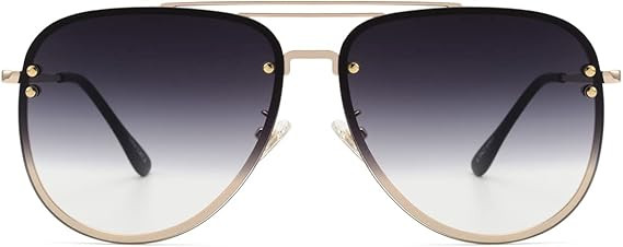 Premium Rimless Oversized Aviator Sunglasses for Women, Polarized PC Lens UV Protection Women’s... | Amazon (US)