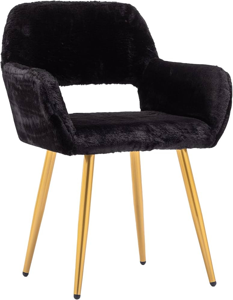 KCC Desk Chair No Wheels Makeup Vanity Chair for Living Room,1PC,Black | Amazon (US)