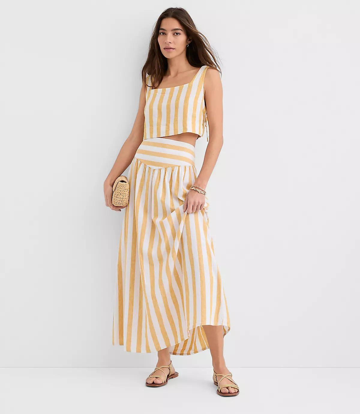 LOFT Beach Striped Linen Cotton Maxi Skirt | LOFT