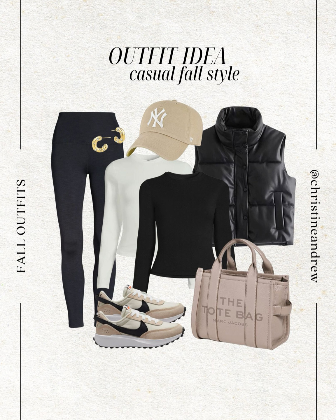 Everyday casual fall style outfit idea 🤎🖤

Fall outfits; Fall style; casual style; mom style; school drop off outfit; nike sneakers; neutral sneakers; puffy vest; black puffy vest; black leggings; Christine Andrew 

#LTKSeasonal #LTKfindsunder50 #LTKstyletip