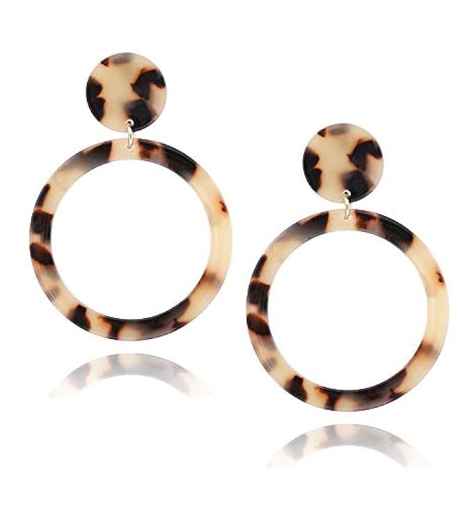 MOLOCH Acrylic for Women Geometry Resin Drop Dangle Earrings Bohemia Tortoise Shell Hoop Earrings Mo | Amazon (US)