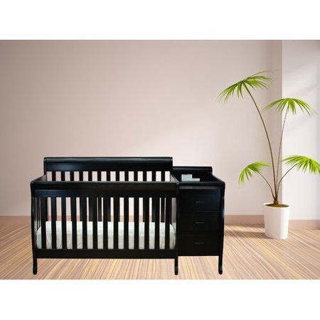 AFG Baby Furniture Kimberly 3-in-1 Convertible Crib and Changer, Black | Walmart (US)