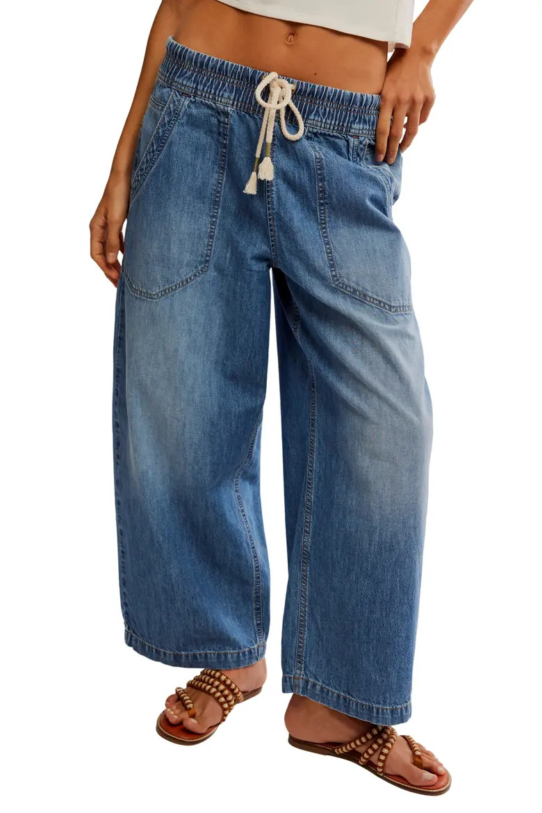 Easy Peasy Wide Leg Mid Rise Denim Drawstring Pants (Women) | Nordstrom | Nordstrom