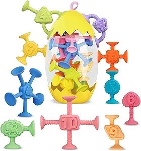 Suction Bath Toys for Toddlers,10pcs Montessori Slicone Sucker Toys for Kids,Autism Sensory Trave... | Amazon (US)